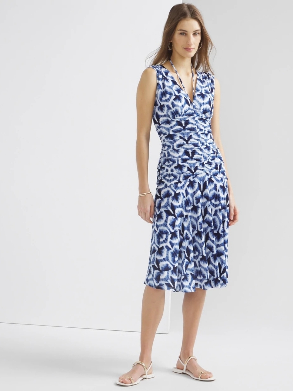 White House Black Market Ruched Tie-Shoulder Midi Dress Size 4